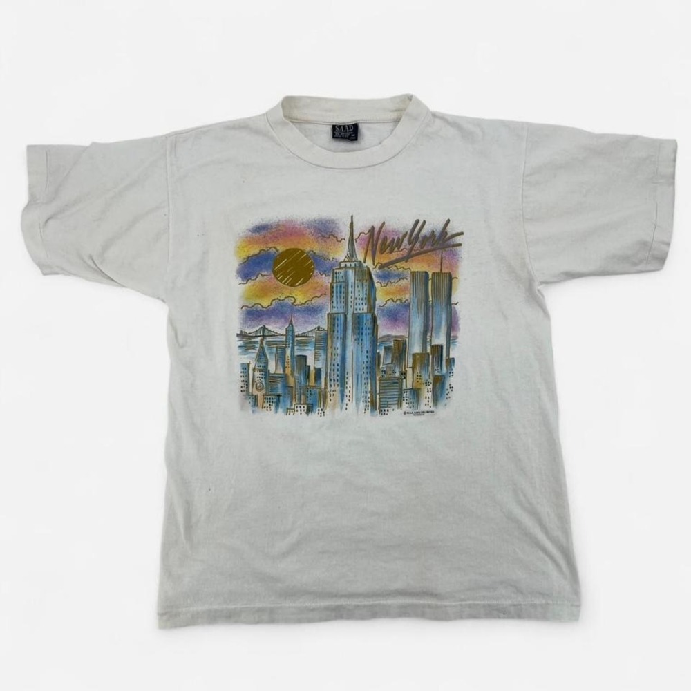 Rare‎ Vintage Single Stitch New York City Art Tee with Twin Towers